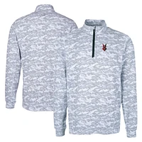 Men's Cutter & Buck  Charcoal Indianapolis Indians Big Tall Traverse Camo Print Stretch Quarter-Zip Pullover Top