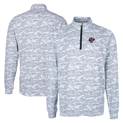 Men's Cutter & Buck  Charcoal Jacksonville Jumbo Shrimp Big Tall Traverse Camo Print Stretch Quarter-Zip Pullover Top