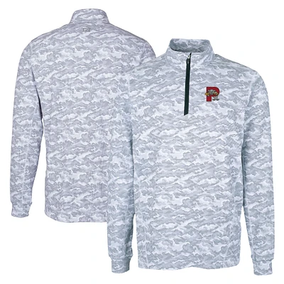 Men's Cutter & Buck  Charcoal Portland Sea Dogs Big Tall Traverse Camo Print Stretch Quarter-Zip Pullover Top