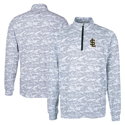 Men's Cutter & Buck  Charcoal Salt Lake Bees Big Tall Traverse Camo Print Stretch Quarter-Zip Pullover Top