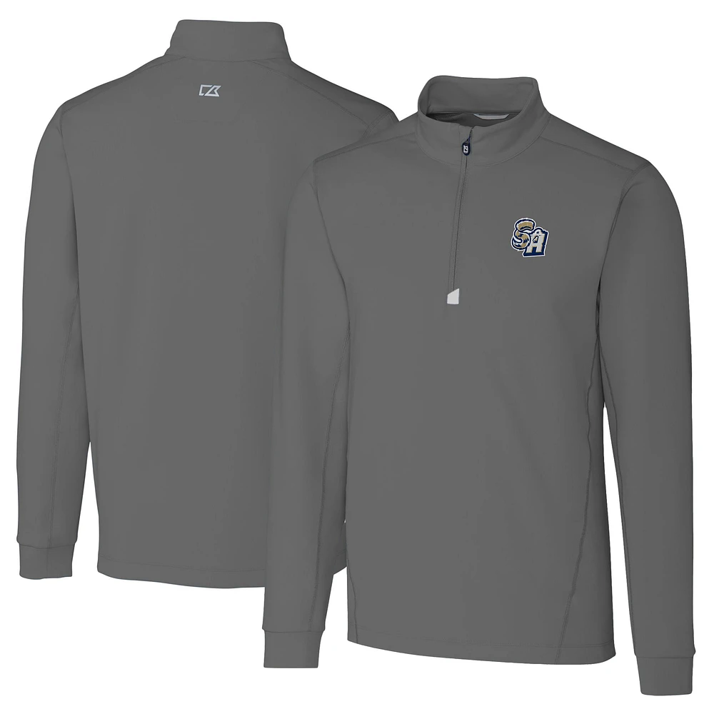 Men's Cutter & Buck Gray San Antonio Missions Big Tall Traverse Stretch Quarter-Zip Top