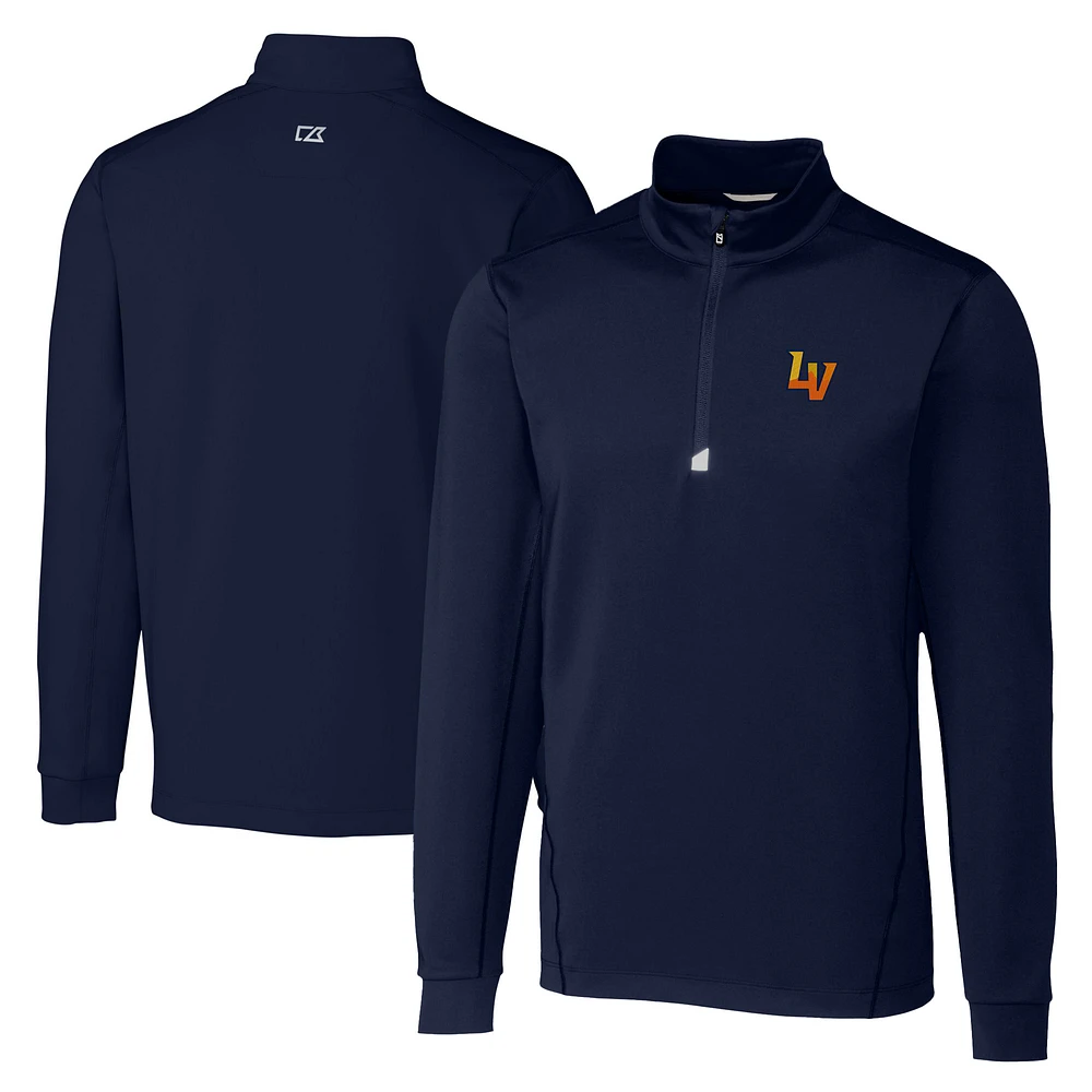 Men's Cutter & Buck Navy Las Vegas Aviators Big Tall Traverse Stretch Quarter-Zip Top
