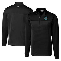 Men's Cutter & Buck  Black Charlotte Knights Big Tall Traverse Stripe Stretch Quarter-Zip Top