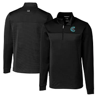 Men's Cutter & Buck  Black Charlotte Knights Big Tall Traverse Stripe Stretch Quarter-Zip Top