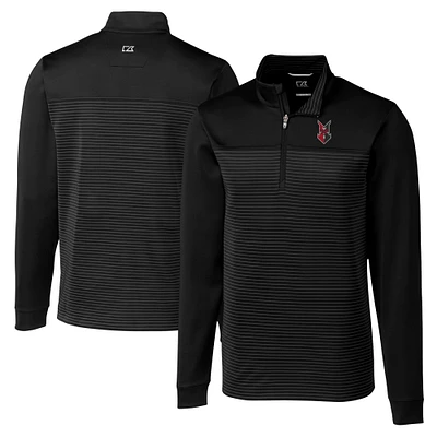 Men's Cutter & Buck  Black Indianapolis Indians Big Tall Traverse Stripe Stretch Quarter-Zip Top