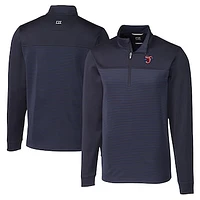 Men's Cutter & Buck  Navy Jacksonville Jumbo Shrimp Big Tall Traverse Stripe Stretch Quarter-Zip Top
