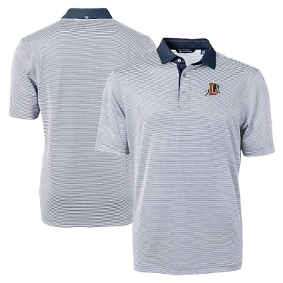 Men's Cutter & Buck Navy Durham Bulls Big Tall Virtue Eco Pique Micro Stripe Recycled Polo