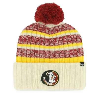 Men's '47 Cream Florida State Seminoles Vintage Tavern Cuffed Knit Hat with Pom