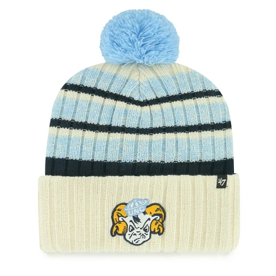 Men's '47 Cream North Carolina Tar Heels Vintage Tavern Cuffed Knit Hat with Pom