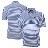 Men's Cutter & Buck Blue Akron RubberDucks Big Tall Virtue Eco Pique Stripe Recycled DryTec Polo