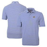 Men's Cutter & Buck Blue Akron RubberDucks Big Tall Virtue Eco Pique Stripe Recycled DryTec Polo