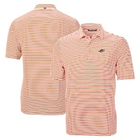 Men's Cutter & Buck Orange Akron RubberDucks Big Tall Virtue Eco Pique Stripe Recycled DryTec Polo