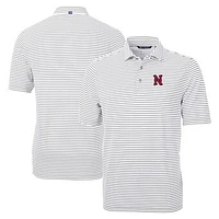 Men's Cutter & Buck Gray Nashville Sounds Big Tall Virtue Eco Pique Stripe Recycled DryTec Polo
