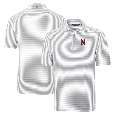 Men's Cutter & Buck Gray Nashville Sounds Big Tall Virtue Eco Pique Stripe Recycled DryTec Polo