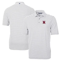 Men's Cutter & Buck Gray Nashville Sounds Big Tall Virtue Eco Pique Stripe Recycled DryTec Polo