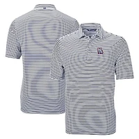 Men's Cutter & Buck Navy New Hampshire Fisher Cats Big Tall Virtue Eco Pique Stripe Recycled DryTec Polo