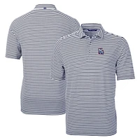 Men's Cutter & Buck Navy New Hampshire Fisher Cats Big Tall Virtue Eco Pique Stripe Recycled DryTec Polo