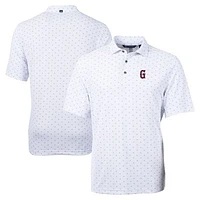 Men's Cutter & Buck White Greenville Drive Big Tall Virtue Eco Pique Tile Print Recycled Polo