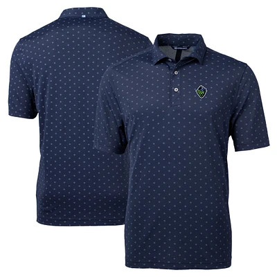 Men's Cutter & Buck Navy Hillsboro Hops Big Tall Virtue Eco Pique Tile Print Recycled Polo