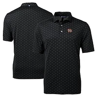 Men's Cutter & Buck Black Norfolk Tides Big Tall Virtue Eco Pique Tile Print Recycled Polo