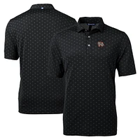 Men's Cutter & Buck Black Norfolk Tides Big Tall Virtue Eco Pique Tile Print Recycled Polo
