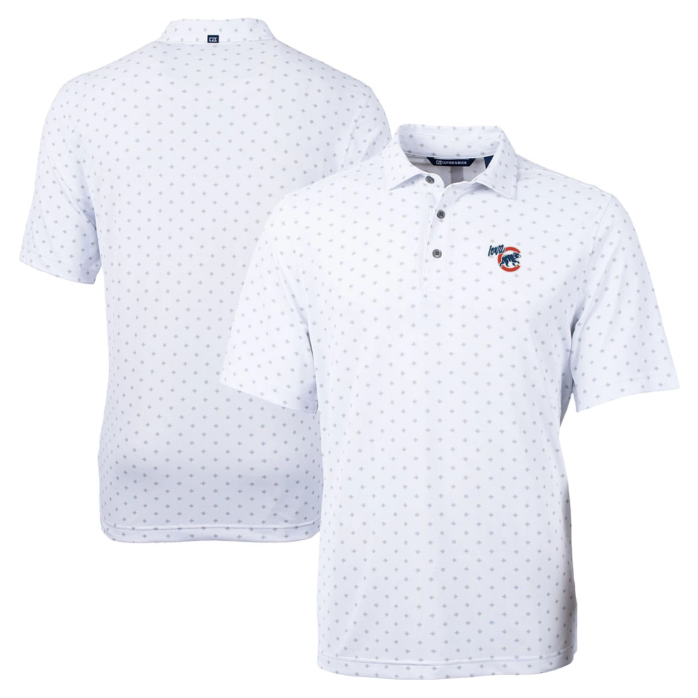 Men's Cutter & Buck White Iowa Cubs Big Tall Virtue Eco Pique Tile Print Recycled Polo