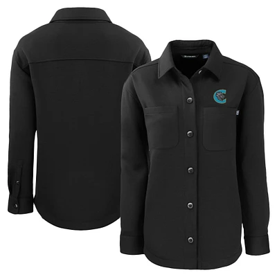Women's Cutter & Buck Black Charlotte Knights Roam Eco Knit Shirt Jacket