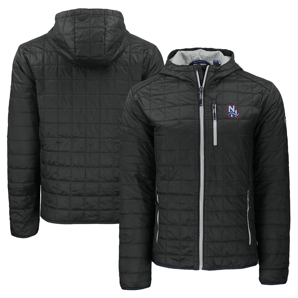 Men's Cutter & Buck Black New Hampshire Fisher Cats Rainier PrimaLoft Eco Full-Zip Hooded Jacket