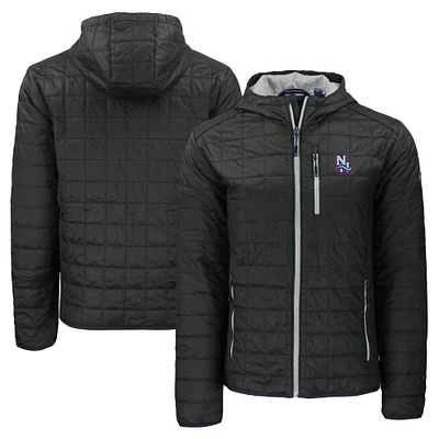 Men's Cutter & Buck  Black New Hampshire Fisher Cats Rainier PrimaLoft Eco Full-Zip Hooded Jacket