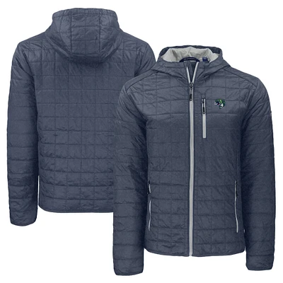 Men's Cutter & Buck  Heather Navy Gwinnett Stripers Rainier PrimaLoft Eco Full-Zip Hooded Jacket