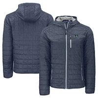 Men's Cutter & Buck  Heather Navy Gwinnett Stripers Rainier PrimaLoft Eco Full-Zip Hooded Jacket