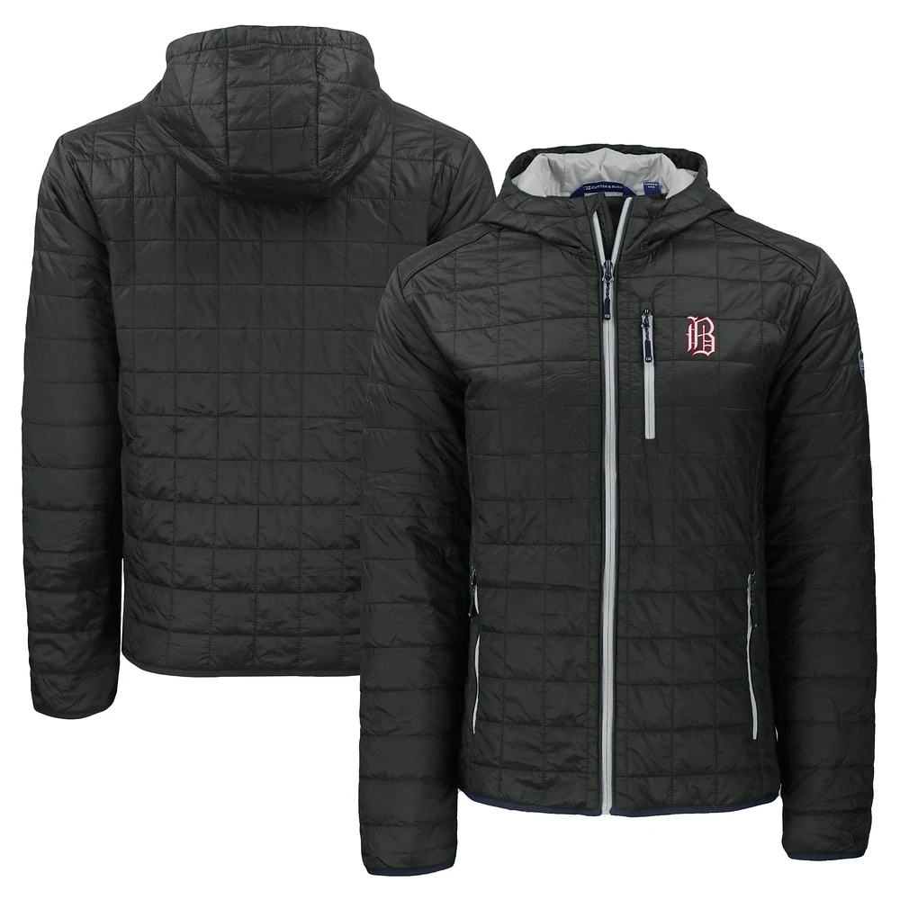 Men's Cutter & Buck Black Birmingham Barons Rainier PrimaLoft Eco Full-Zip Hooded Jacket