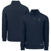 Men's Cutter & Buck  Navy Hillsboro Hops Roam Eco Recycled Quarter-Zip Pullover