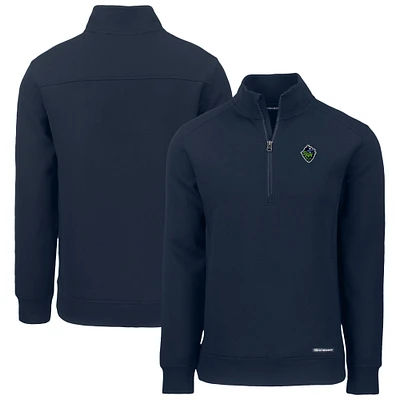 Men's Cutter & Buck  Navy Hillsboro Hops Roam Eco Recycled Quarter-Zip Pullover