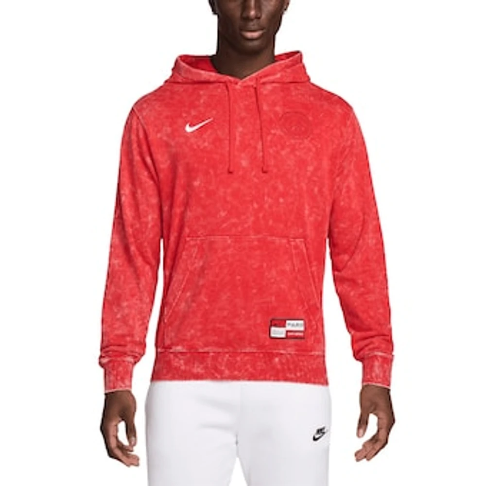 Men's Nike Red Paris Saint-Germain Club Washed Pullover Hoodie