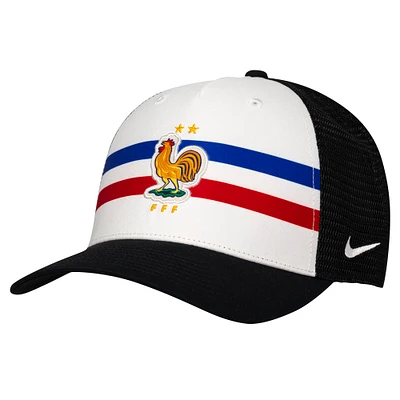 Men's Nike White/Black France National Team Trucker Stretch-Snap Adjustable Hat