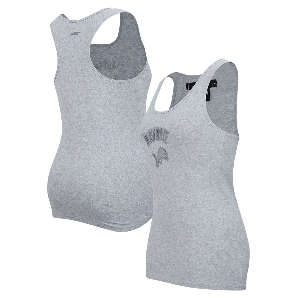 Women's Pro Standard Heather Gray Detroit Lions Triple Tonal Racerback Tank Top