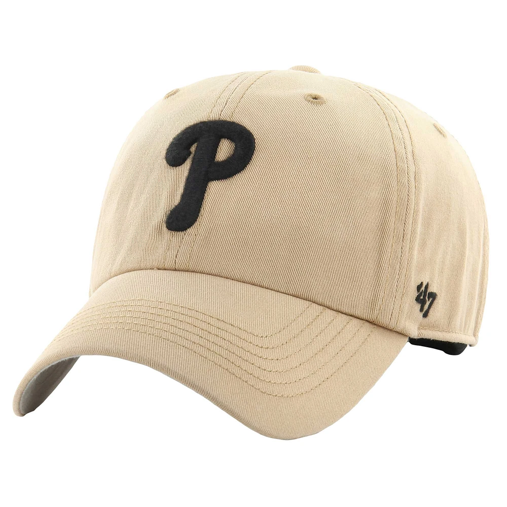 Men's '47 Khaki Philadelphia Phillies Dusted Franchise Fitted Hat