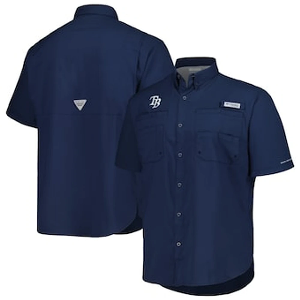 Men's Columbia Navy Tampa Bay Rays Tamiami Omni-Shade Button-Down Shirt