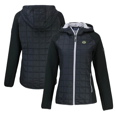 Women's Cutter & Buck  Black Green Bay Packers Rainier Primaloft Eco Full-Zip Hybrid Jacket