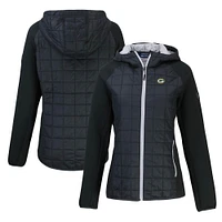 Women's Cutter & Buck  Black Green Bay Packers Rainier Primaloft Eco Full-Zip Hybrid Jacket