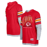 Men's New Era Red Kansas City Chiefs Twofer Long Sleeve Hooded T-Shirt