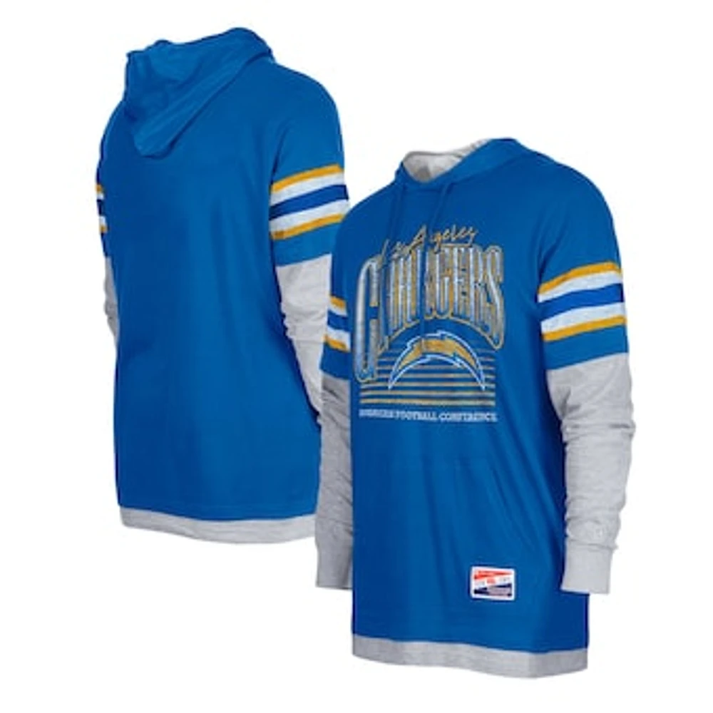 Men's New Era Royal Los Angeles Chargers Twofer Long Sleeve Hooded T-Shirt