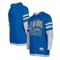 Men's New Era Royal Los Angeles Chargers Twofer Long Sleeve Hooded T-Shirt