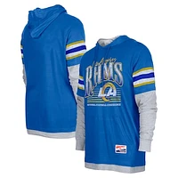 Men's New Era Royal Los Angeles Rams Twofer Long Sleeve Hooded T-Shirt