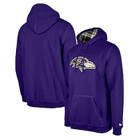 Men's New Era Purple Baltimore Ravens 3rd Down Plaid Pullover Hoodie