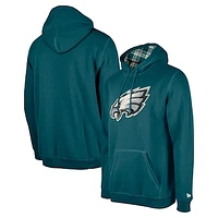 Men's New Era Midnight Green Philadelphia Eagles 3rd Down Plaid Pullover Hoodie