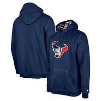 Men's New Era Navy Houston Texans 3rd Down Plaid Pullover Hoodie