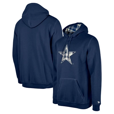 Men's New Era Navy Dallas Cowboys 3rd Down Plaid Pullover Hoodie