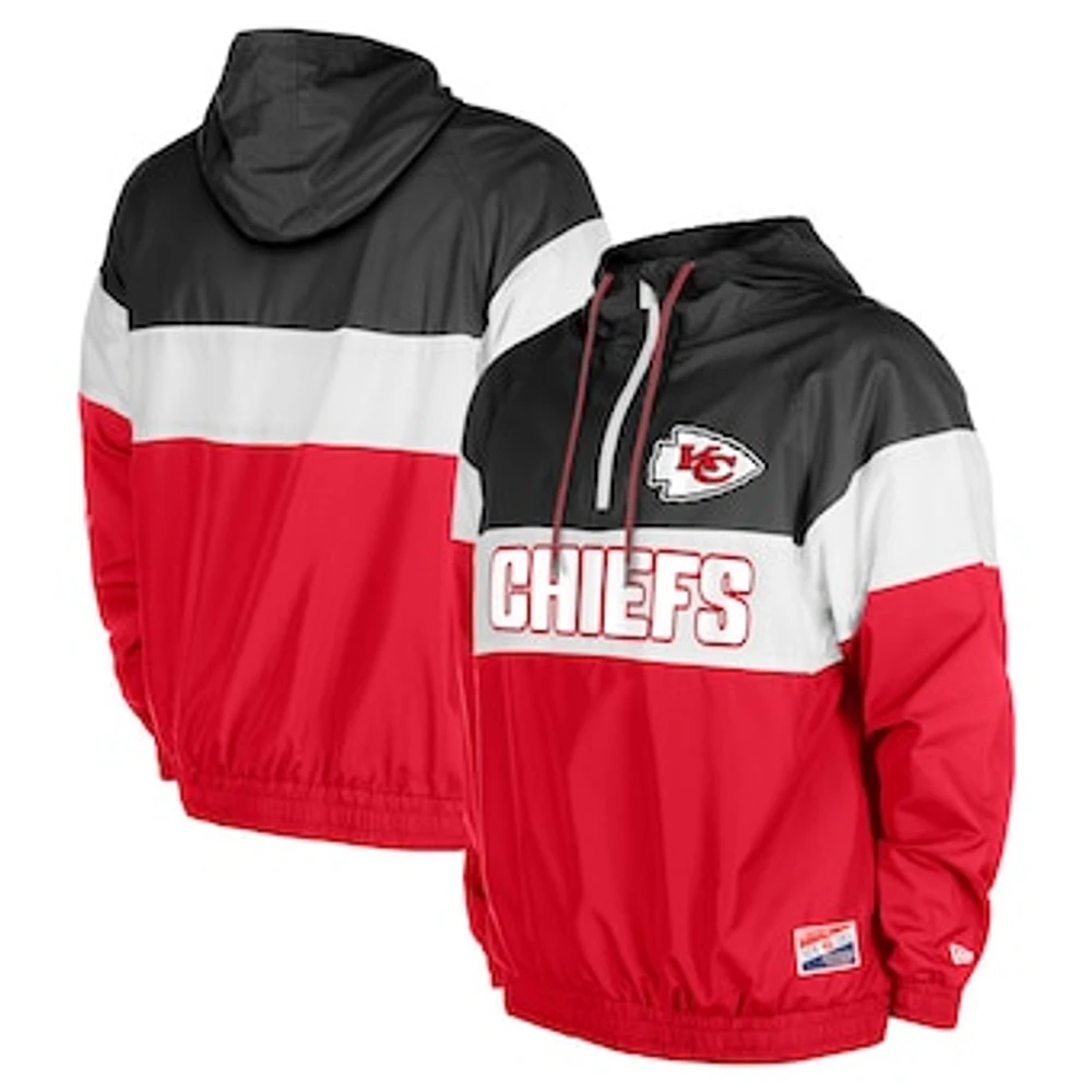 Men's New Era Red Kansas City Chiefs 3rd Down Raglan Quarter-Zip Windbreaker Jacket